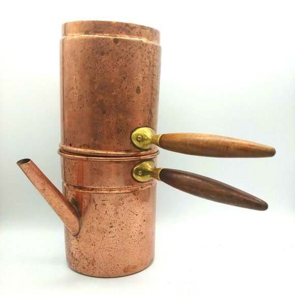 Vintage European Mid Century Copper Flip Expresso Coffee Maker Pot - Picture 1 of 8